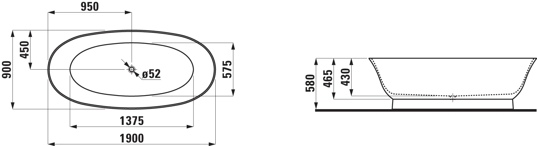 Laufen THE NEW CLASSIC 900x1900x580 Sentec (Mineralgusswerkstoff) weiß Laufen THE NEW CLASSIC 900x1900x580 Sentec (Mineralgusswerkstoff) weiß