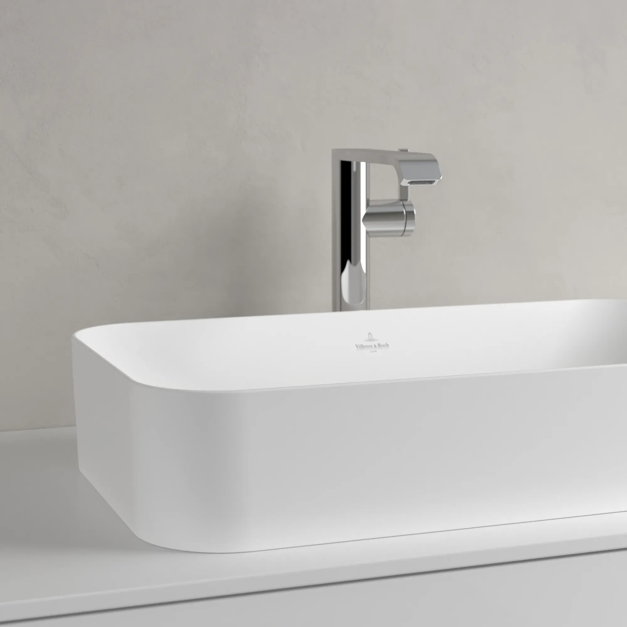 Villeroy & Boch Aufsatzwaschbecken Finion, 600x350x115 mm, Stone White CeramicPlus, matt, TitanCeram, Metropolitan Stil