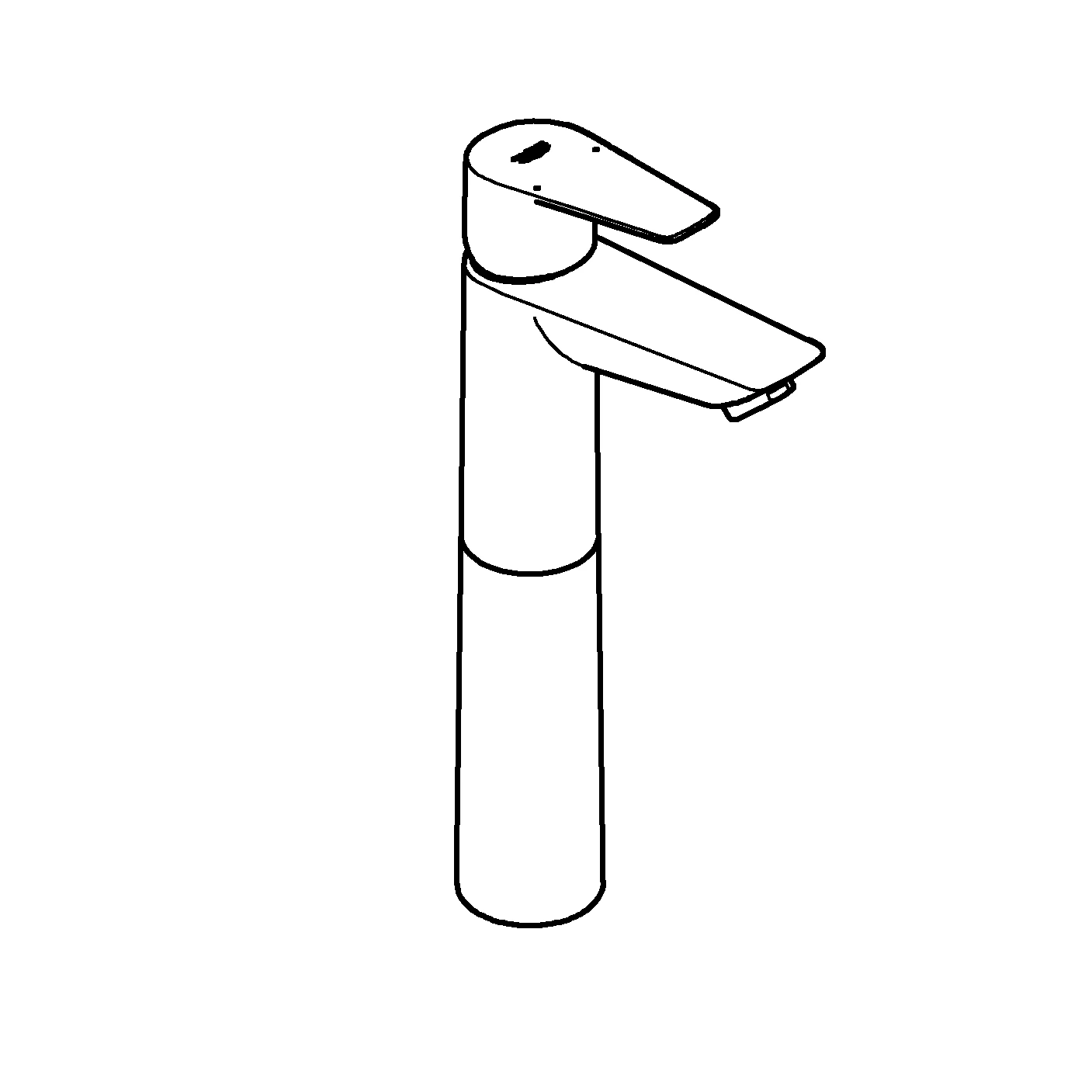 Einhand-Waschtischbatterie BauEdge 23761_1, XL-Size, für freistehende Waschschüsseln, glatter Körper, Einlochmontage, mit Temperaturbegrenzer, EcoJoy Mousseur 5,7 l/min, chrom