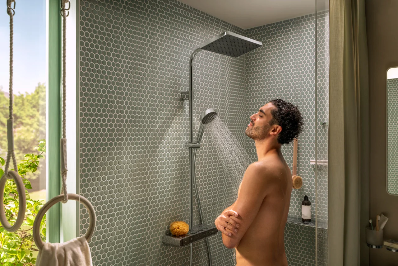 Activera Q Showerpipe 290/180 1jet EcoSmart mit ShowerTablet Select 360 Varia, Oberfläche: Chrom Activera Q Showerpipe 290/180 1jet EcoSmart mit ShowerTablet Select 360 Varia, Oberfläche: Chrom