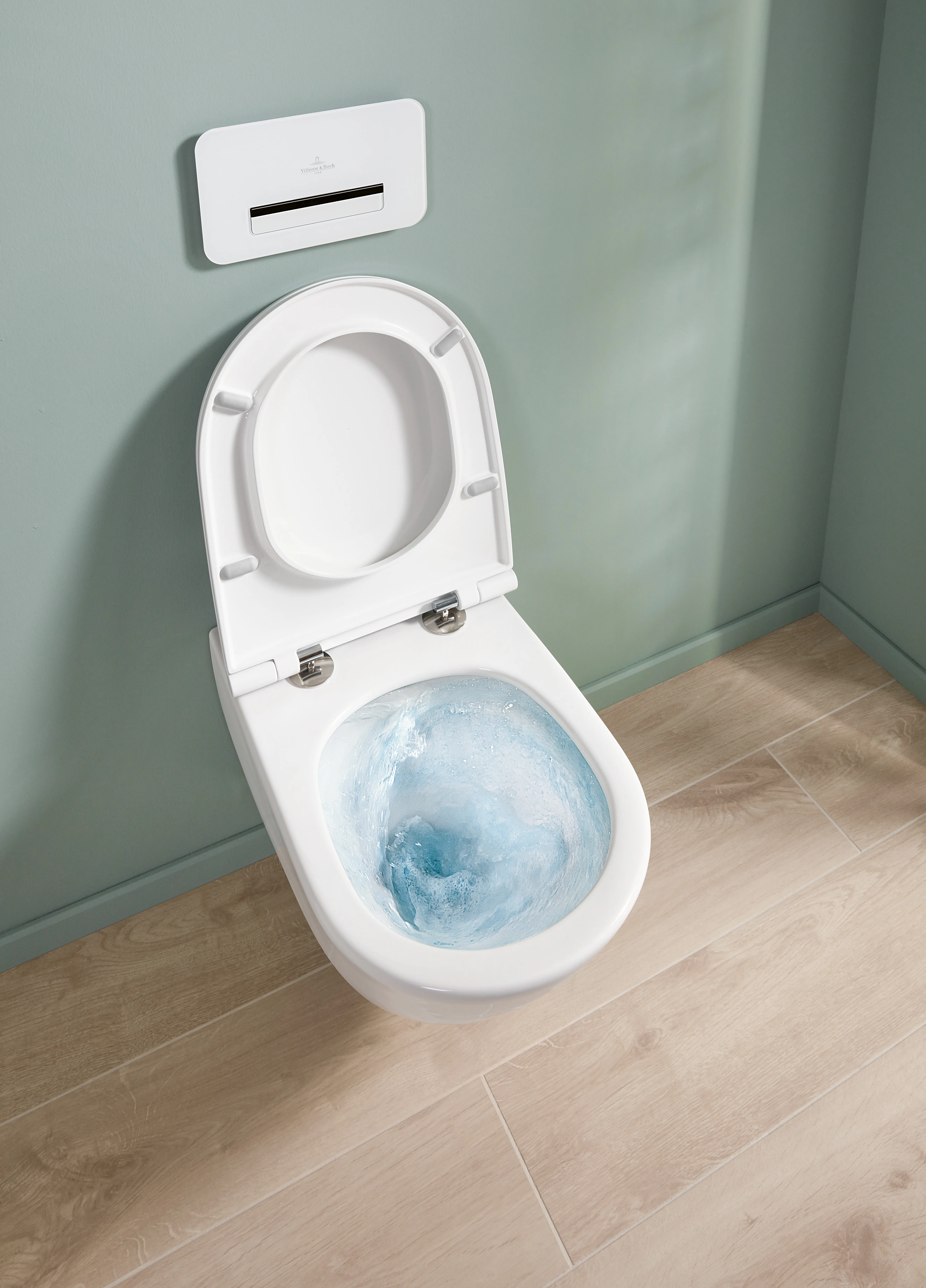 Wand-Tiefspül-WC Combi-Pack „Universo TwistFlush“ 37 × 36 × 56 × 56 cm in Weiß Alpin, mit CeramicPlus, ohne Spülrand Wand-Tiefspül-WC Combi-Pack „Universo TwistFlush“ 37 × 36 × 56 × 56 cm in Weiß Alpin, mit CeramicPlus, ohne Spülrand