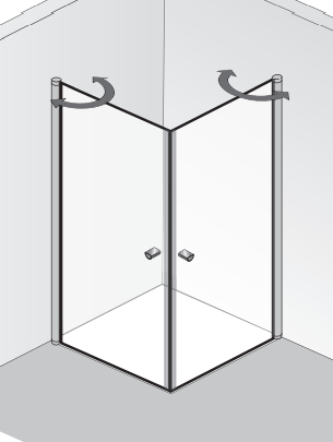 HSK teilgerahmte Eckeinstieg pendelbar 2-teilig „Exklusiv“ Glas Klar hell, Profile Pergamon HSK teilgerahmte Eckeinstieg pendelbar 2-teilig „Exklusiv“ Glas Klar hell, Profile Pergamon