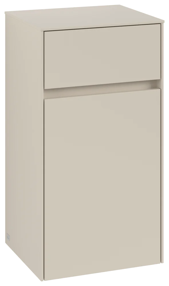Villeroy & Boch Seitenschrank Collaro C03200, Cashmere Grey, 404x748x349 mm, 1 Tür, 1 Schublade mit SoftClosing, Wandmontage
