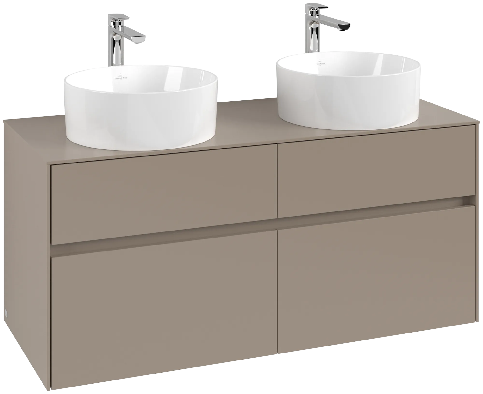 Villeroy & Boch Waschtischunterschrank „Collaro“ 1200 × 548 × 500 mm Taupe, mit Beleuchtung, für links und rechts