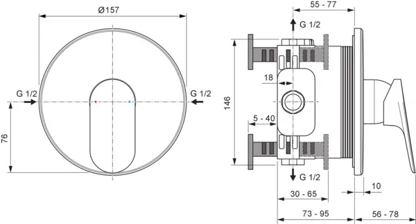 Ideal Standard Ceralife O Unterputz-Brausearmatur Chrom Ideal Standard Ceralife O Unterputz-Brausearmatur Chrom
