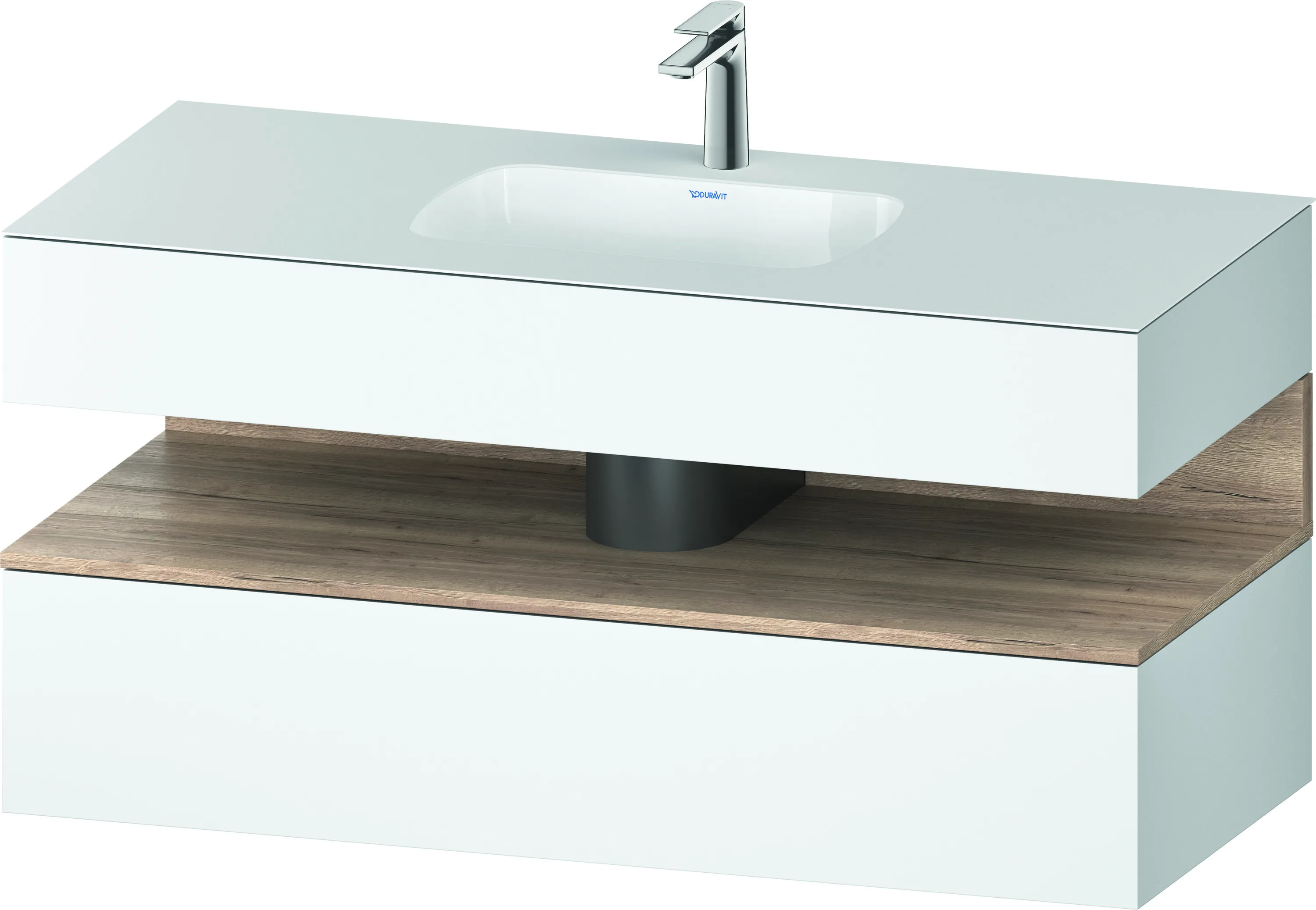 Einbauwaschtisch mit Konsolenwaschtischunterbau „Qatego“ 120 × 55 × 60 cm, mit Beleuchtung