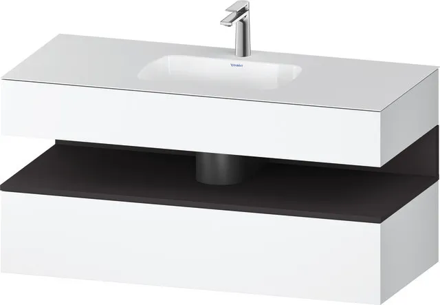 Einbauwaschtisch mit Konsolenwaschtischunterbau „Qatego“ 120 × 55 × 60 cm, ohne Beleuchtung
