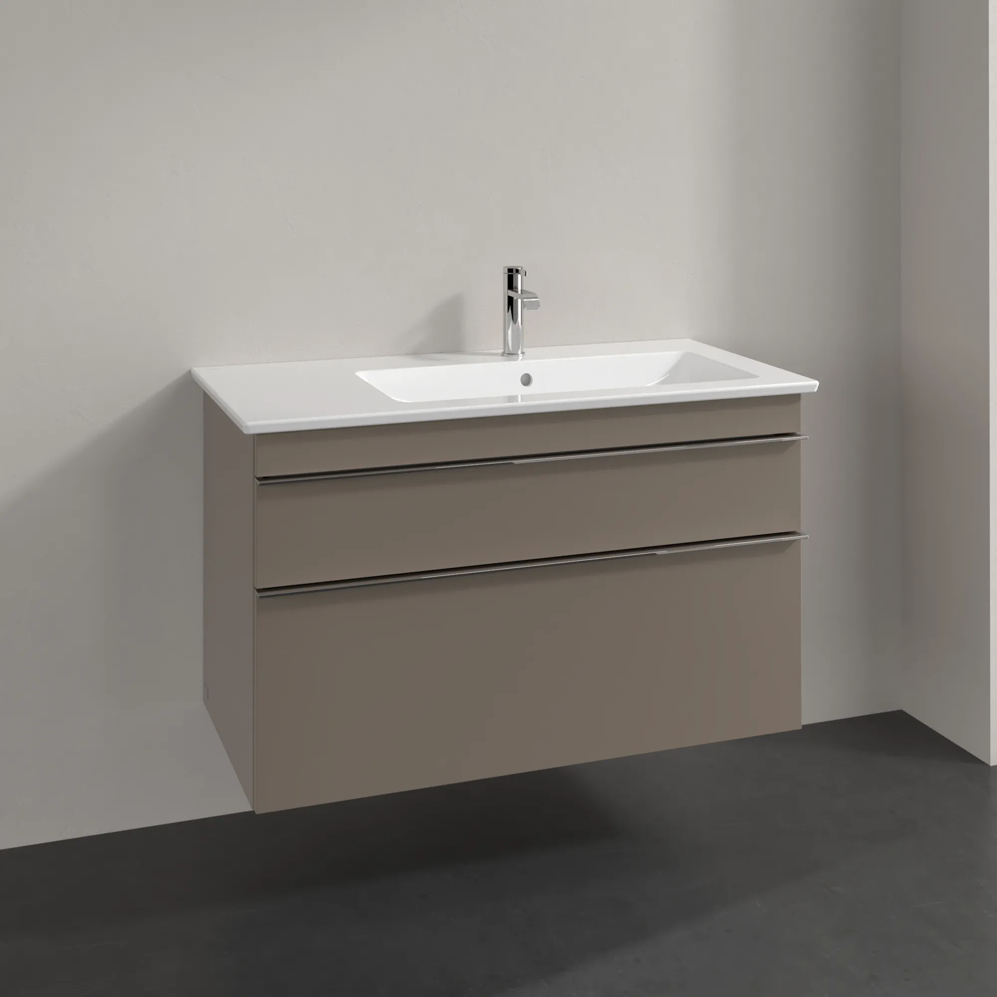 Villeroy & Boch Waschtischunterschrank „Venticello“ für Schrankwaschtisch 953 × 590 × 502 mm Taupe, für Becken rechts
