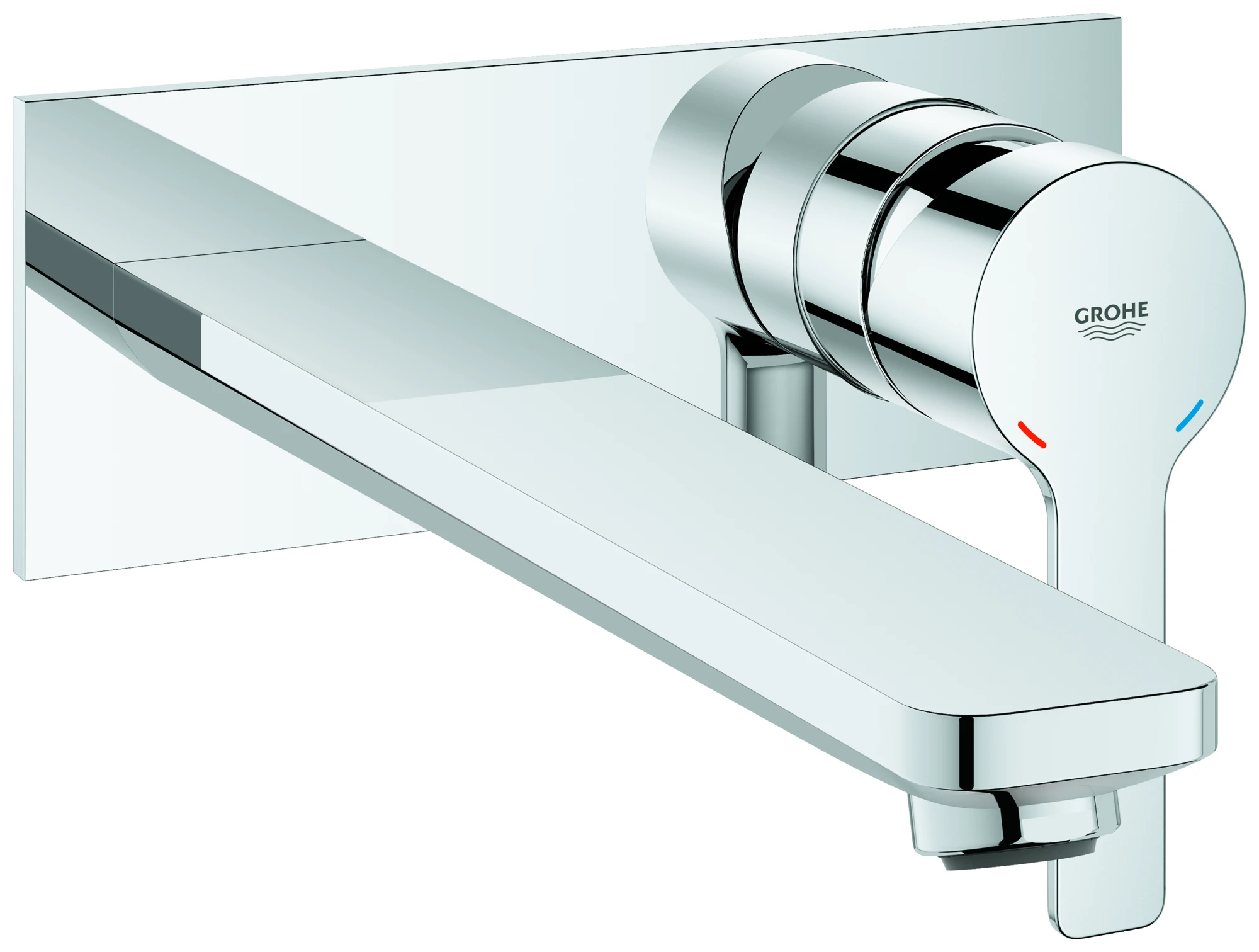 2-Loch-Waschtischbatterie Lineare 23444_1, Wandmontage, Fertigmontageset für 23571, Ausladung 207 mm, chrom