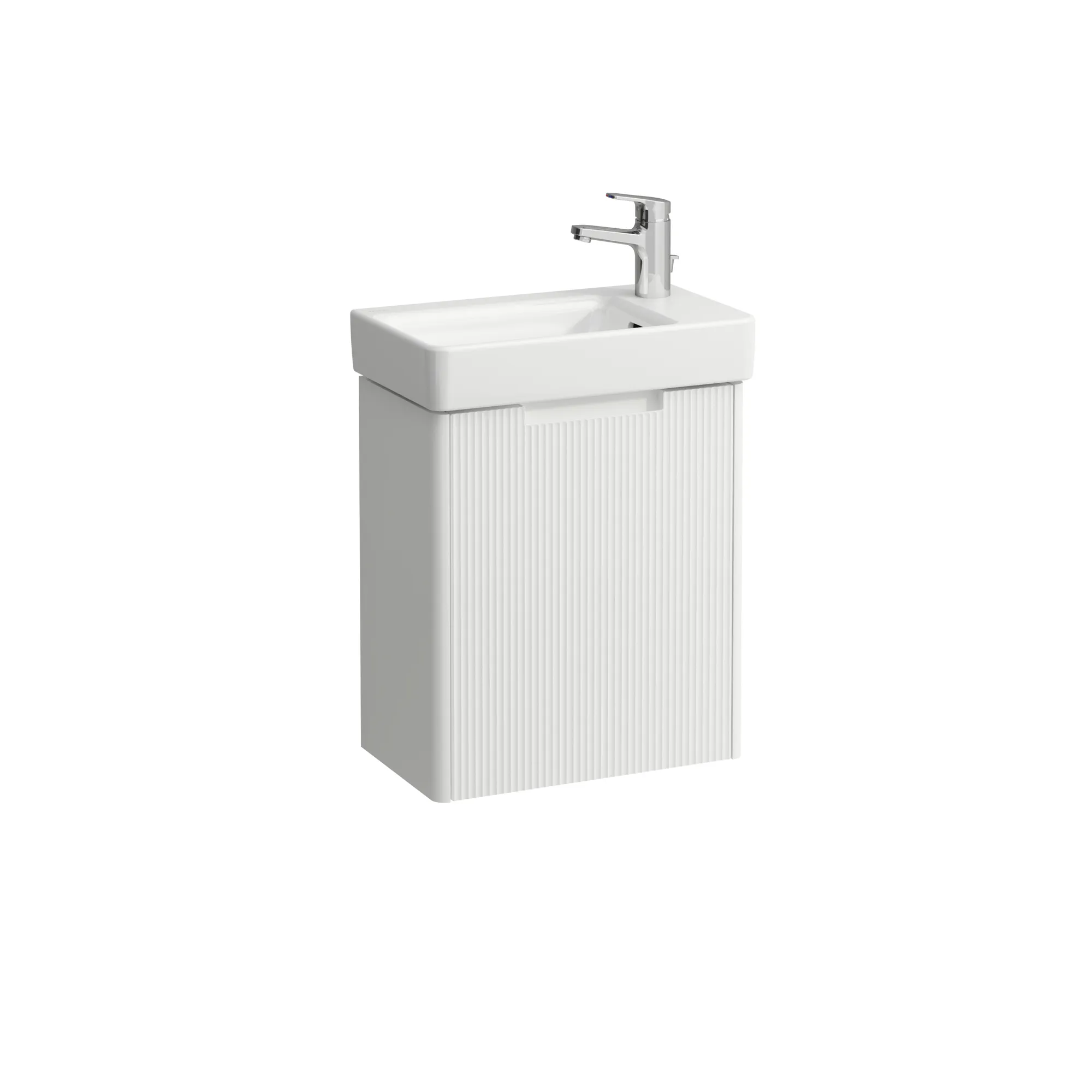 Waschtischunterbau JUNA für PRO S 262x454x522 1 Tür mit Griffmulde, Scharnier rechts für Waschtisch H815954 weiß matt