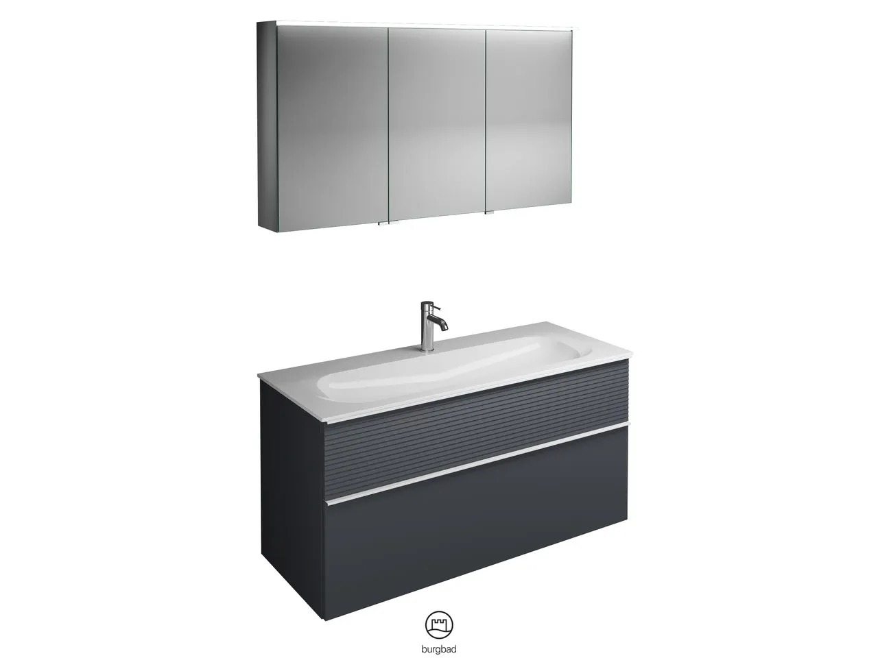 burgbad Badmöbelset „Fiumo“ Griff, Schwarz Matt (230 mm), in Weiß Matt burgbad Badmöbelset „Fiumo“ Griff, Schwarz Matt (230 mm), in Weiß Matt