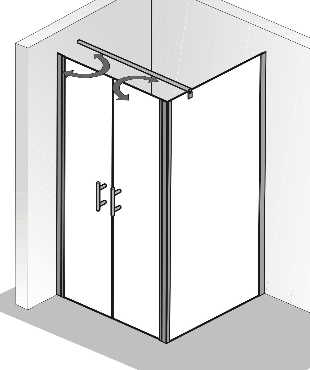 HSK gerahmte Pendeltür „Favorit Nova“ für Seitenwand Glas Mattierung mittig (65 cm), Profile Alu Silber-matt, H: 1950 mm HSK gerahmte Pendeltür „Favorit Nova“ für Seitenwand Glas Mattierung mittig (65 cm), Profile Alu Silber-matt, H: 1950 mm