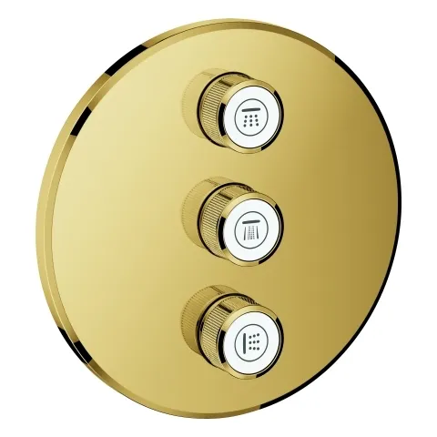 3-fach Unterputzventil Grohtherm SmartControl 29122, Fertigmontageset für Rapido SmartBox, Wandrosette rund, chrom 3-fach Unterputzventil Grohtherm SmartControl 29122, Fertigmontageset für Rapido SmartBox, Wandrosette rund, chrom
