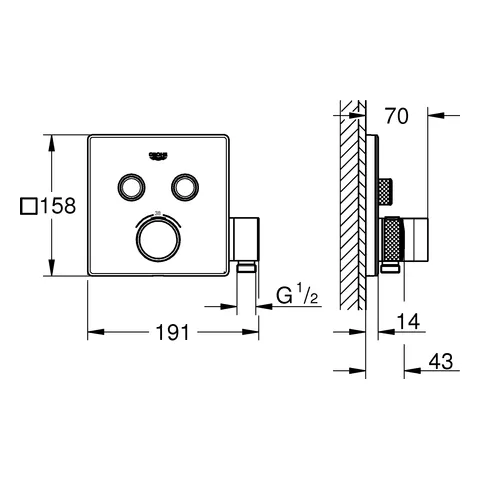 Grohe Grohtherm SmartControl Thermostat chrom Grohe Grohtherm SmartControl Thermostat chrom