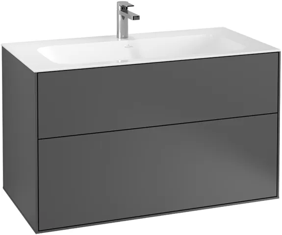 Villeroy & Boch Waschtischunterschrank „Finion“ für Schrankwaschtisch 99,6 × 59,1 × 49,8 cm 2 Schubladen, für Waschtischposition mittig, inkl. Beleuchtung mittig