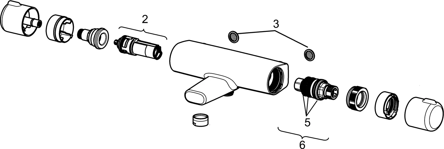 HansaMICRA Wannenfüll- und Brausebatterie HansaMICRA 5816, Ausladung 159 mm DN15, Matt-Schwarz