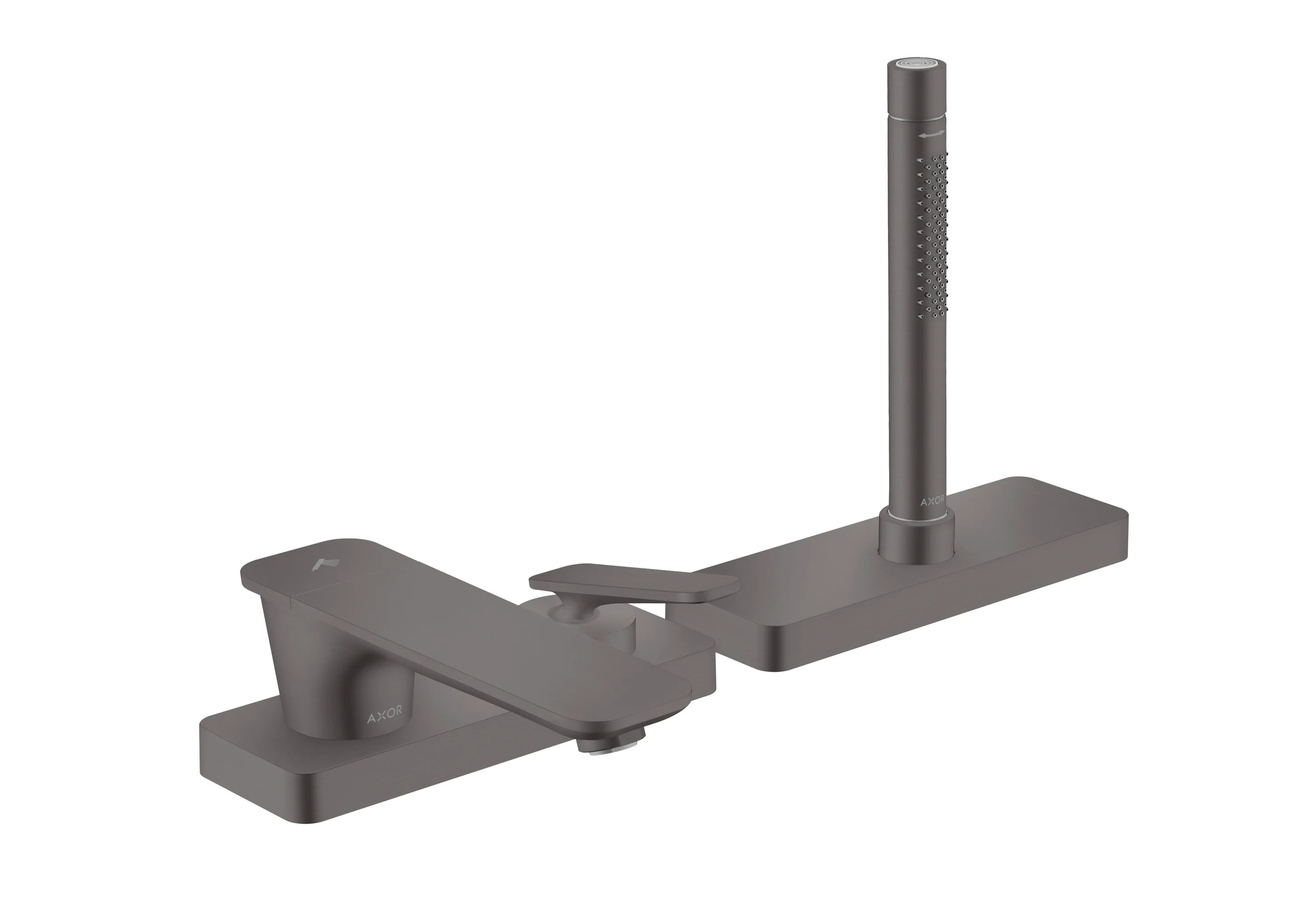 Hansgrohe AXOR Citterio C 3-Loch Einhebel-Wannenrandmischer Brushed Black Chrome, Ausladung 155 mm, sBox für leise Schlauchführung