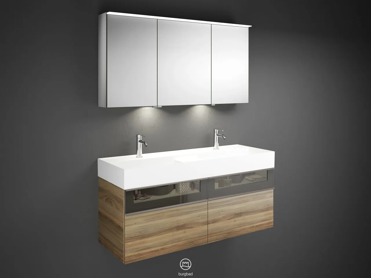 burgbad Badmöbelset „Yumo“ in Grau Hochglanz burgbad Badmöbelset „Yumo“ in Grau Hochglanz