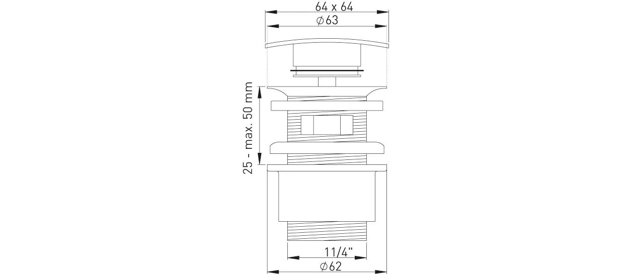 Design-Excentergarnitur 1 1/4″ MS vc Druckverschlussstopfen quad. gewölbt