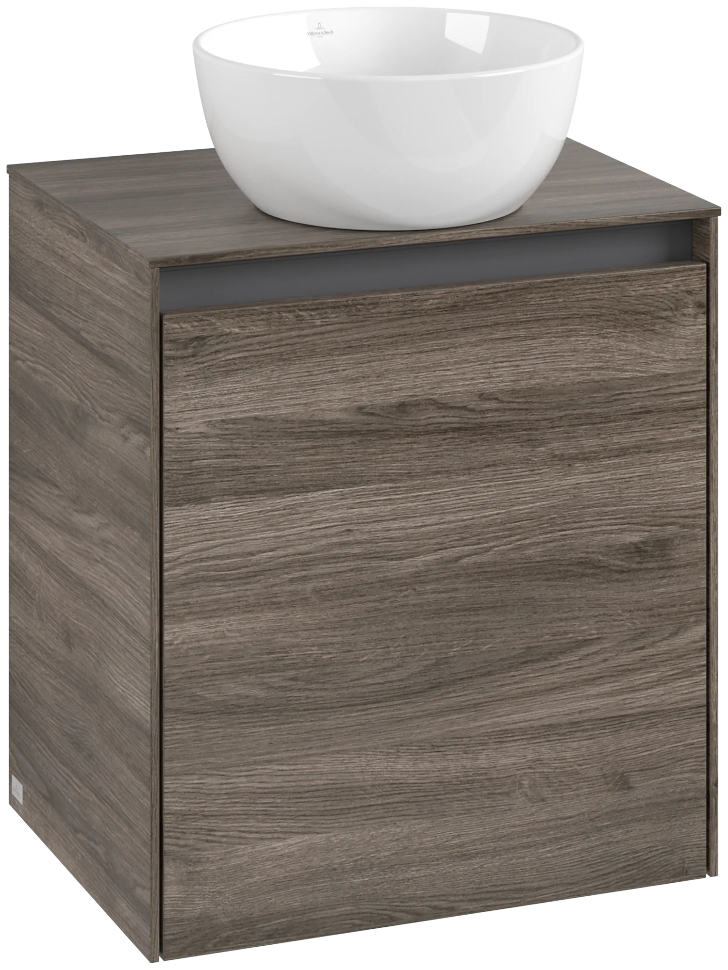 Villeroy & Boch Waschtischunterschrank „Collaro“ 500 × 548 × 380 mm Stone Oak, für Becken mittig, Anschlag rechts, mit Beleuchtung Villeroy & Boch Waschtischunterschrank „Collaro“ 500 × 548 × 380 mm Stone Oak, für Becken mittig, Anschlag rechts, mit Beleuchtung