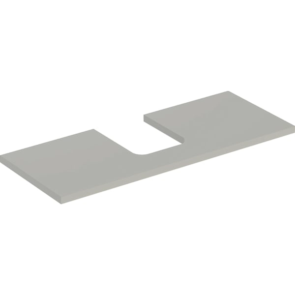 Geberit ONE Waschtischplatte greige matt, 119 x 47,3 cm, mittiger Ausschnitt für Aufsatzwaschtisch