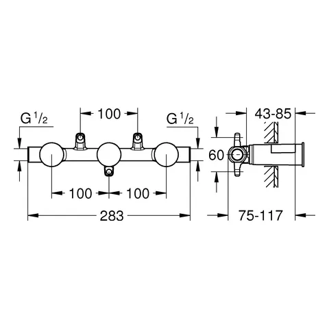 Zweihand-Unterputz-Universal-Einbaukörper 29025_2, für 3-Loch-Waschtischbatterien, mit Dichtmanschette, für normgerechte Wanddurchführung bei Wassereinwirkung nach DIN 18534:2017 Zweihand-Unterputz-Universal-Einbaukörper 29025_2, für 3-Loch-Waschtischbatterien, mit Dichtmanschette, für normgerechte Wanddurchführung bei Wassereinwirkung nach DIN 18534:2017