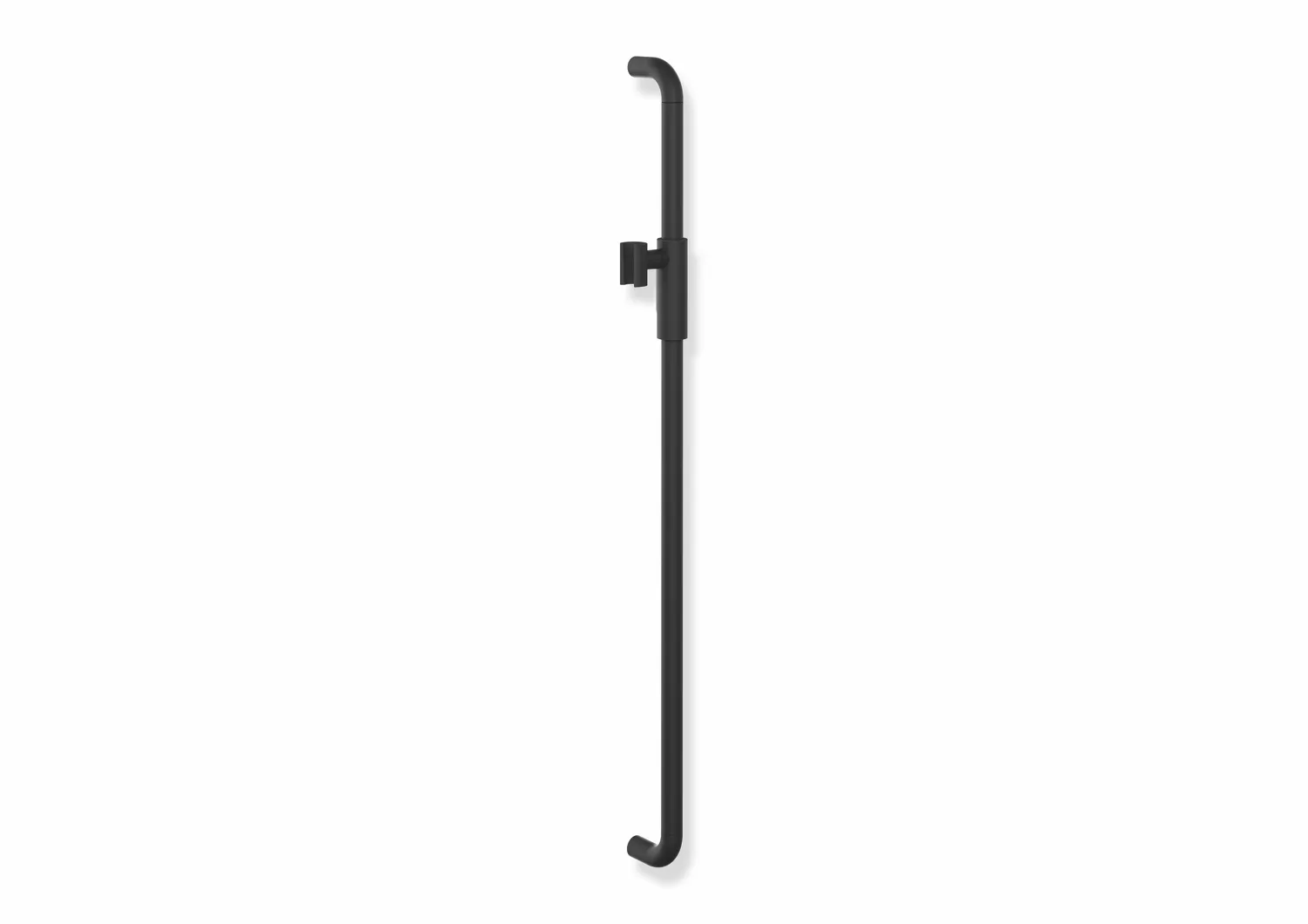 Brausehalterstange, Edelstahl, pulverbeschichtet, Achsmaß 900 mm, 79 mm tief, Durchmesser 25 mm, mit magnetischem Brausehalter, in Farbe CV (Schwarz tiefmatt-Schwarz matt (90)) Brausehalterstange, Edelstahl, pulverbeschichtet, Achsmaß 900 mm, 79 mm tief, Durchmesser 25 mm, mit magnetischem Brausehalter, in Farbe CV (Schwarz tiefmatt-Schwarz matt (90))