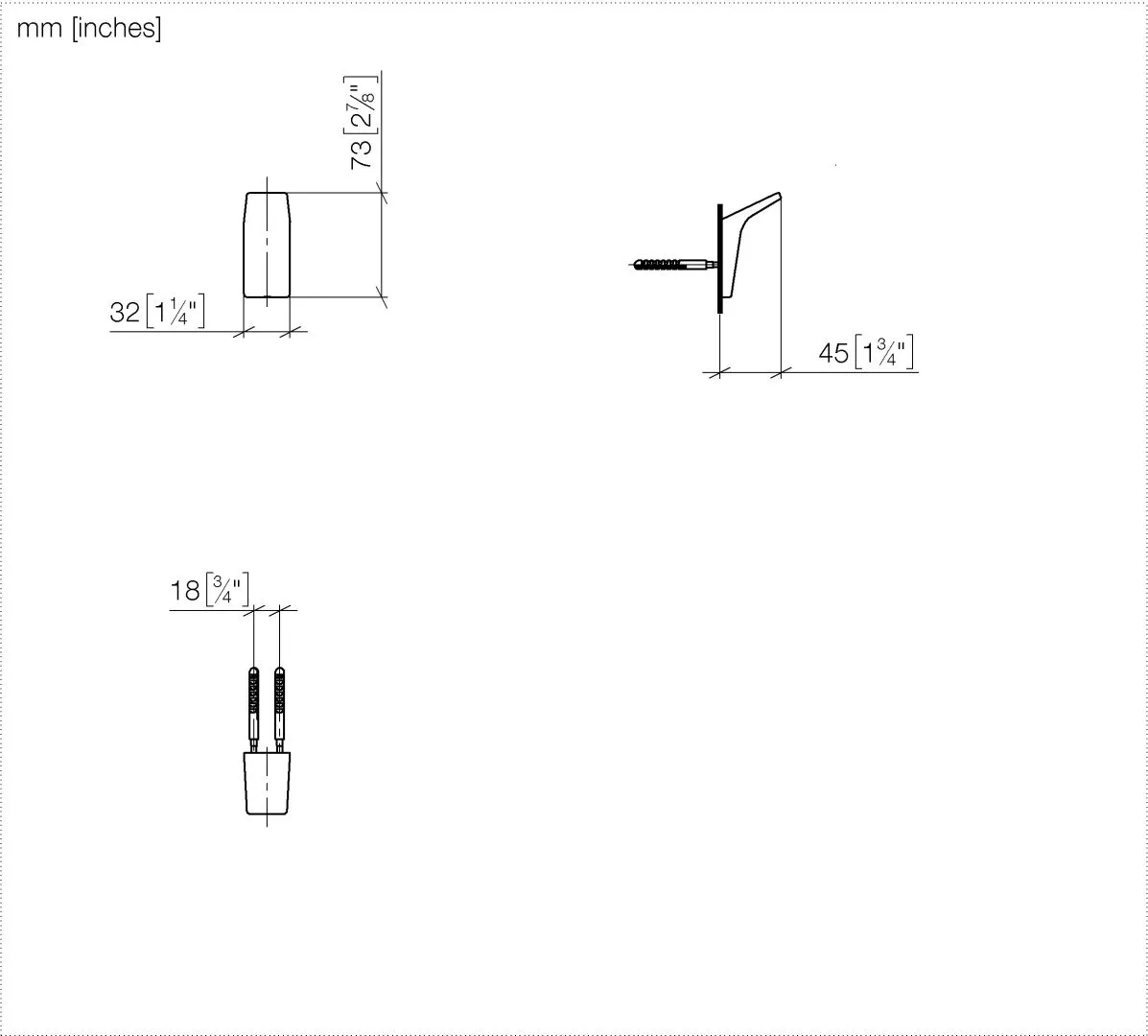 Dornbracht Haken - Breite 32 mm, Höhe 73 mm, Ausladung 43 mm, Chrom
