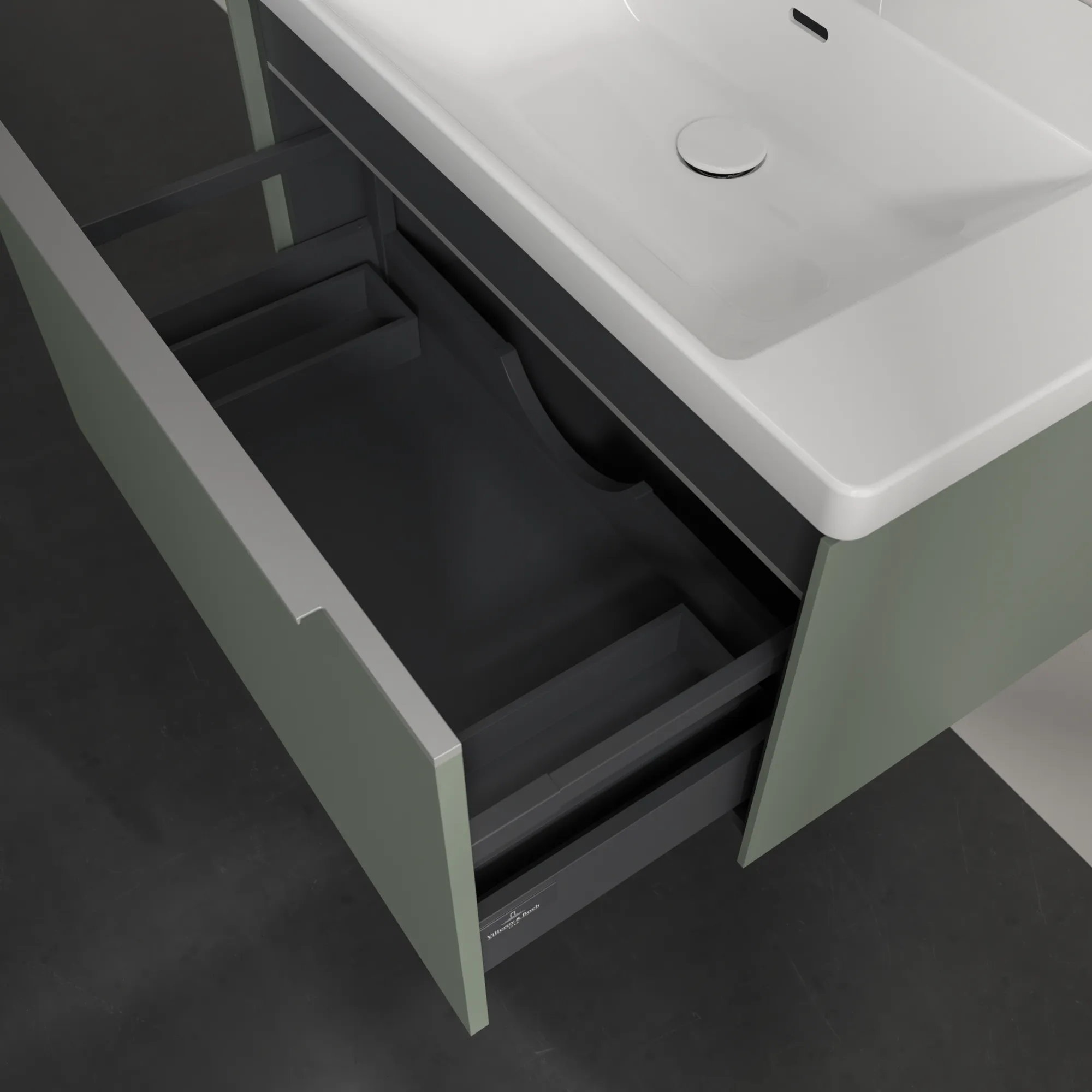 Villeroy & Boch Waschtischunterschrank „Subway 3.0“ für Schrankwaschtisch 772 × 429 × 478 mm Soft Green, für Becken mittig Villeroy & Boch Waschtischunterschrank „Subway 3.0“ für Schrankwaschtisch 772 × 429 × 478 mm Soft Green, für Becken mittig