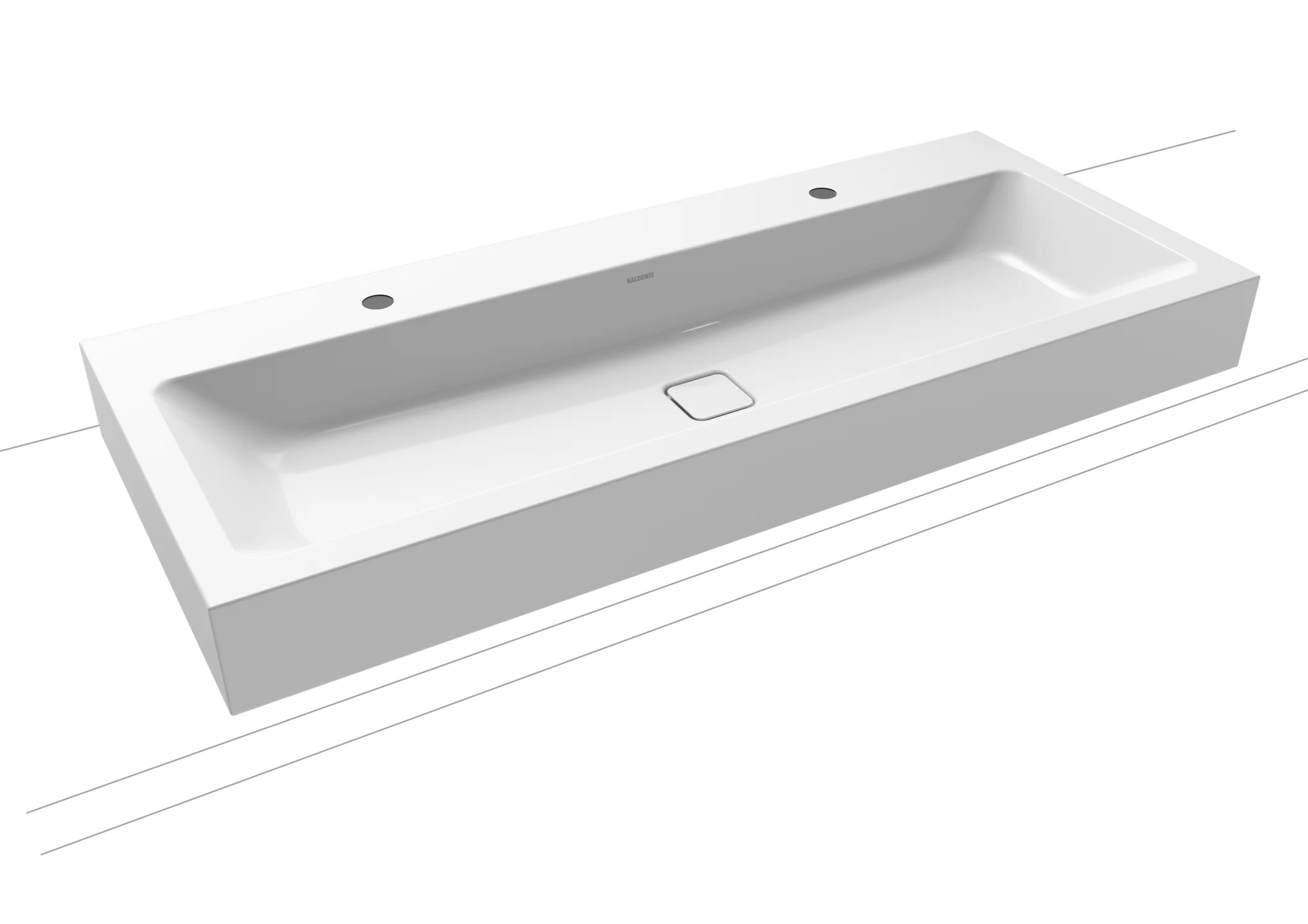 Kaldewei CONO Wand-Doppelwaschtisch, warm beige 20, Perl-Effekt, 1200x500 mm, Randhöhe 120 mm, 2x1er Hahnlochbohrung