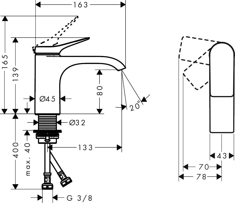 Waschtischarmatur „Vivenis“ Ausladung 133 mm in Brushed Black Chrome Waschtischarmatur „Vivenis“ Ausladung 133 mm in Brushed Black Chrome
