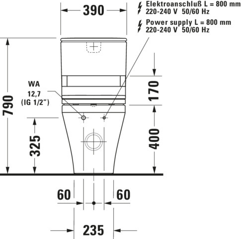Stand-WC Kombi DuraStyle 700 mm, TS fürSPK, fürSW mitverd.Anschl., weiß Stand-WC Kombi DuraStyle 700 mm, TS fürSPK, fürSW mitverd.Anschl., weiß