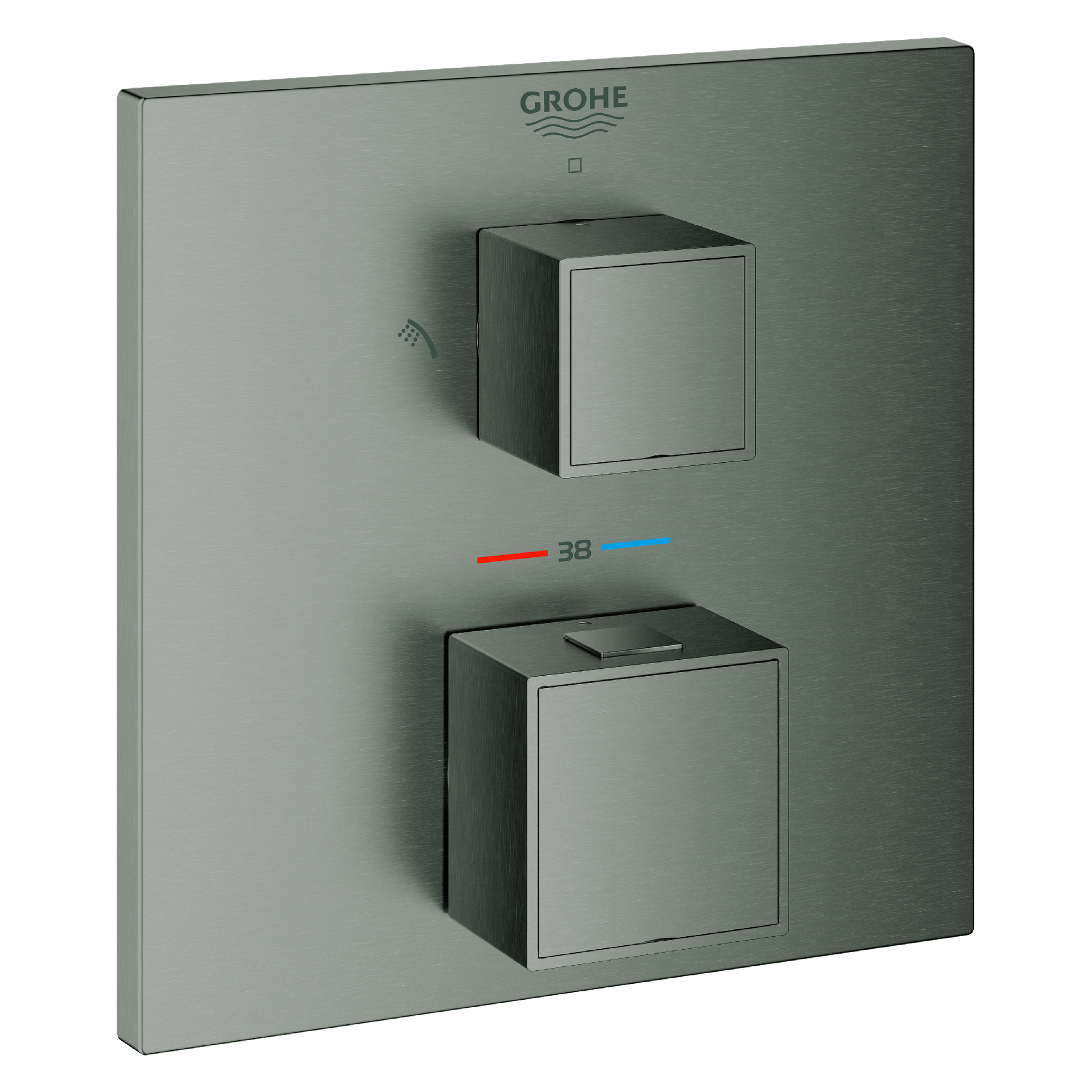 Thermostat-Brausebatterie Grohtherm Cube 24154, mit integrierter 2-Wege-Umstellung, Fertigmontageset für Rapido SmartBox, chrom