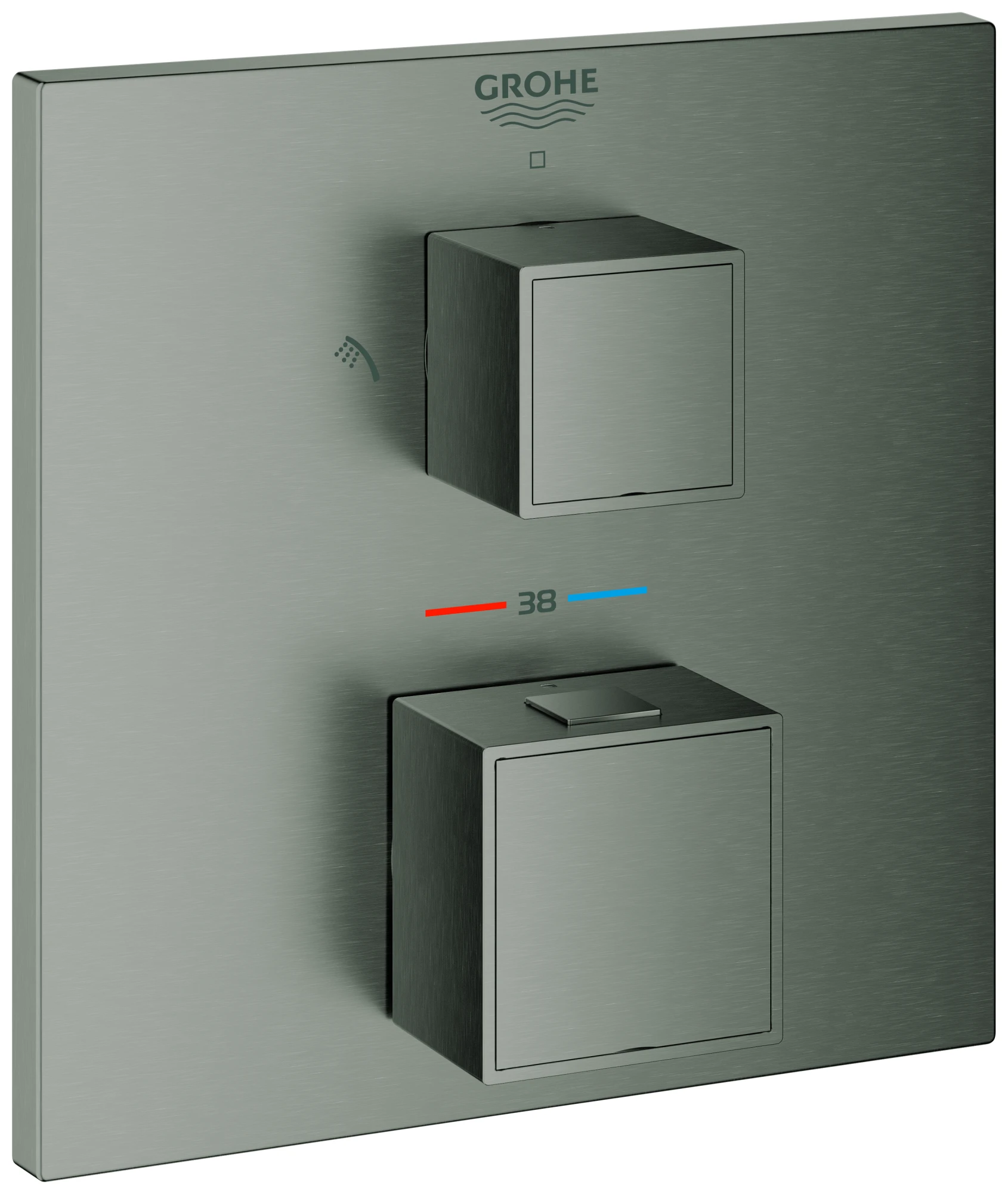 Thermostat-Brausebatterie Grohtherm Cube 24154, mit integrierter 2-Wege-Umstellung, Fertigmontageset für Rapido SmartBox, chrom