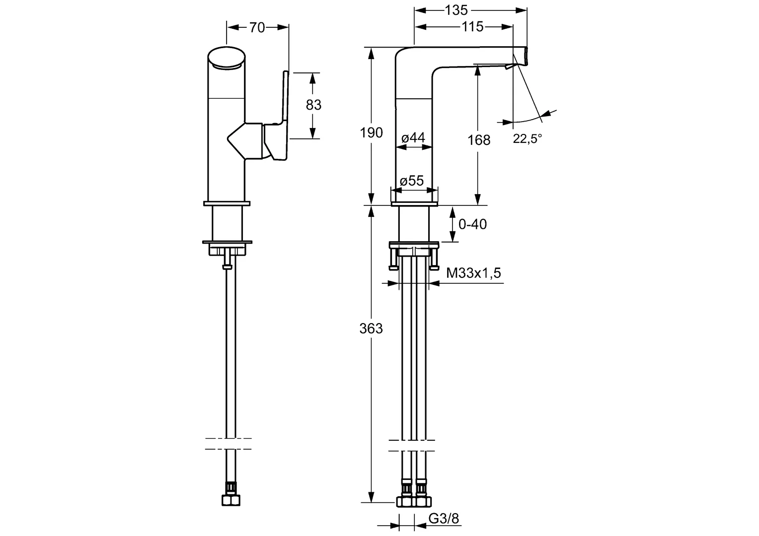 HansaRONDA Einhebelmischer Waschtischbatterie 5534, Ausladung 115 mm, DN15, Chrom HansaRONDA Einhebelmischer Waschtischbatterie 5534, Ausladung 115 mm, DN15, Chrom