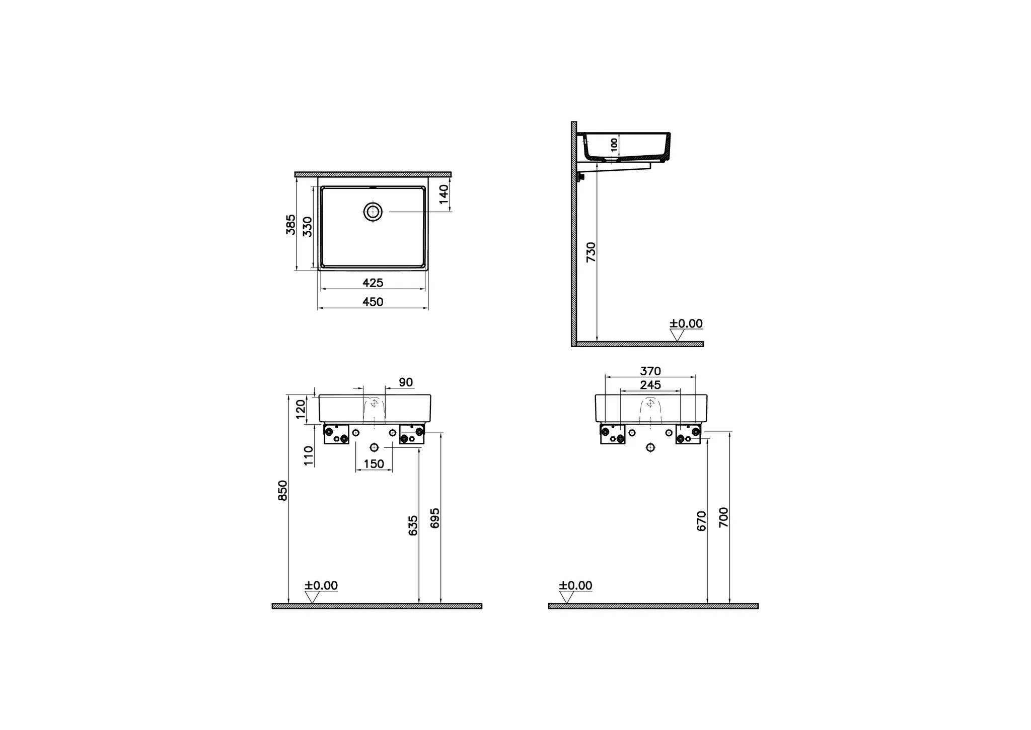 VitrA ArchiPlan Waschtisch Compact 45 x 39 cm, rechteckig, ohne Hahnloch, mit Überlaufloch, Weiß Hochglanz VitrA ArchiPlan Waschtisch Compact 45 x 39 cm, rechteckig, ohne Hahnloch, mit Überlaufloch, Weiß Hochglanz