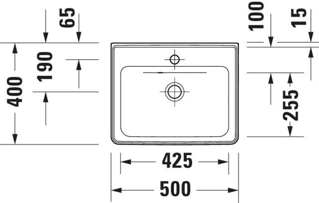 Wandwaschtisch „D-Neo“, mit Überlauf, Hahnlochposition mittig