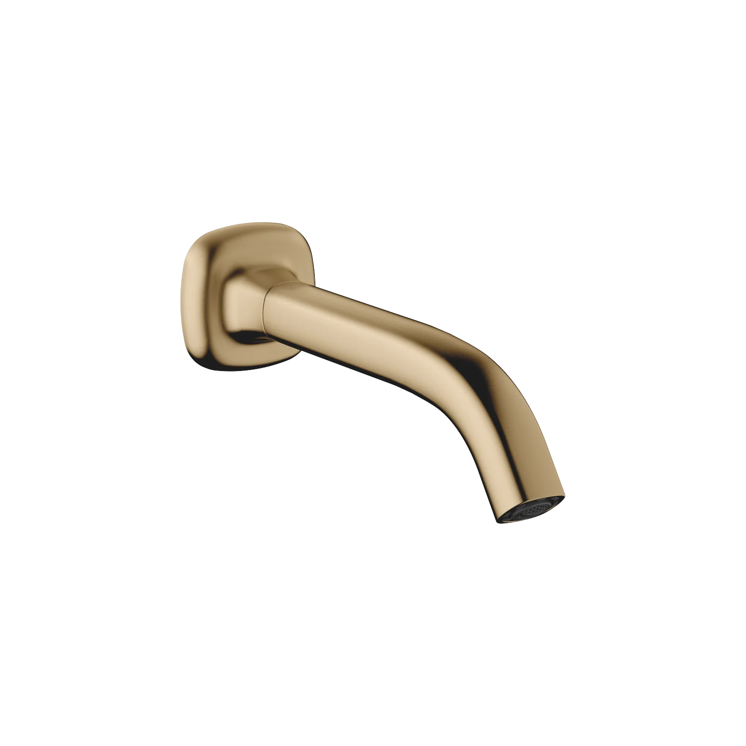 Dornbracht COYA Wannenauslauf Wandmontage Dark Brass gebürstet PVD, Ausladung 200 mm, runder Normalstrahl, Bohrungsdurchmesser 37 mm, Rosette 60 x 60
