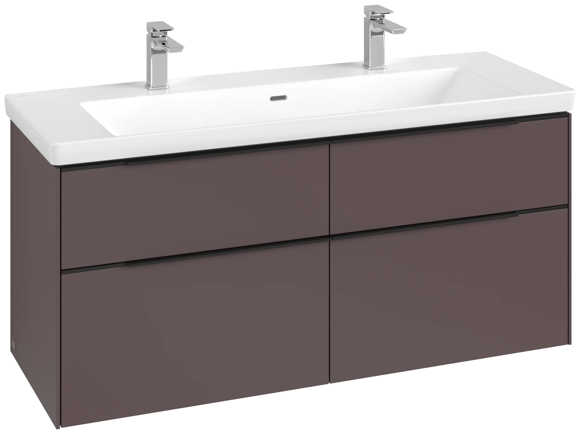 Villeroy & Boch Waschbeckenunterschrank Subway 3.0 C60201, Eckig Dark Berry, 1272x576x462 mm, 4 Auszüge mit SoftClosing, Wandmontage