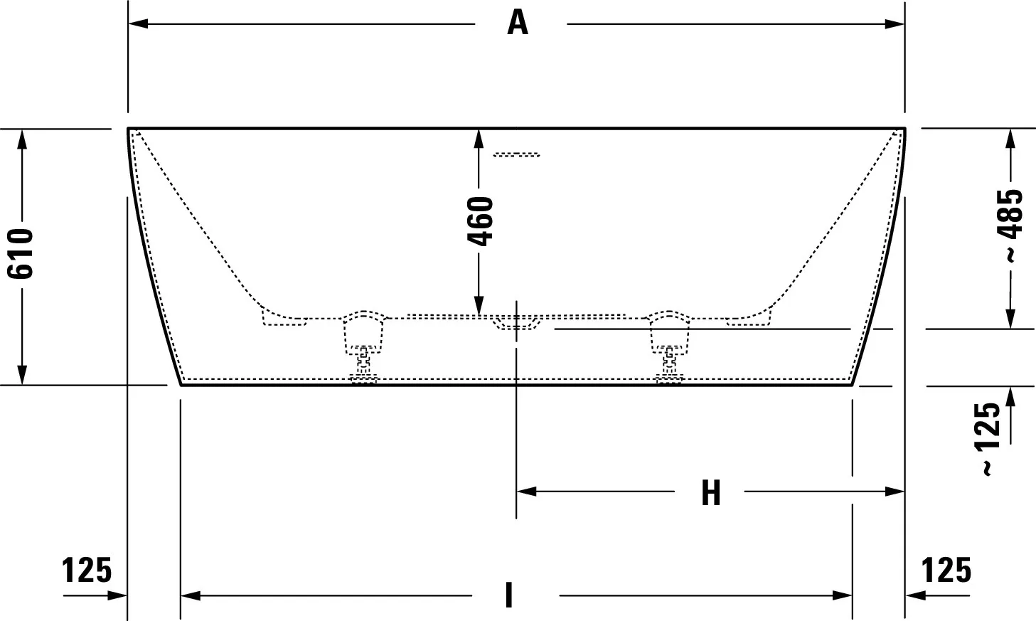 Duravit Badewanne „DuraSquare“ freistehend rechteck 185 × 85 cm