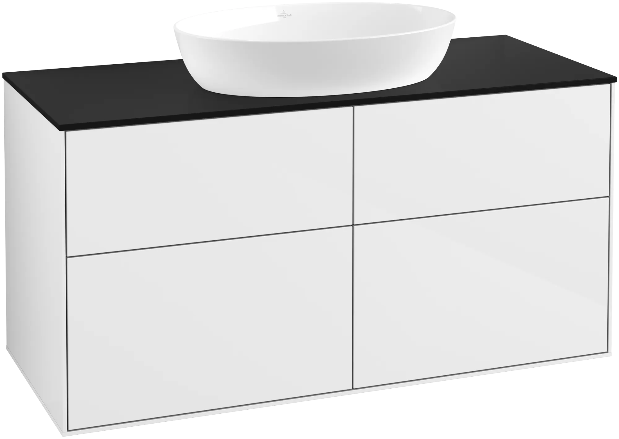 Villeroy & Boch Finion Waschbeckenunterschrank GA3 1200x603x501mm Glossy White Lacquer / Glass Black Matt