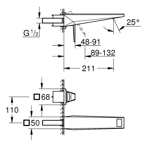 2-Loch-Waschtischbatterie Allure Brilliant Private Collection 29519, Wandmontage, Fertigmontageset für 23 200, Griff mit White Attica Ceasarstone, chrom 2-Loch-Waschtischbatterie Allure Brilliant Private Collection 29519, Wandmontage, Fertigmontageset für 23 200, Griff mit White Attica Ceasarstone, chrom