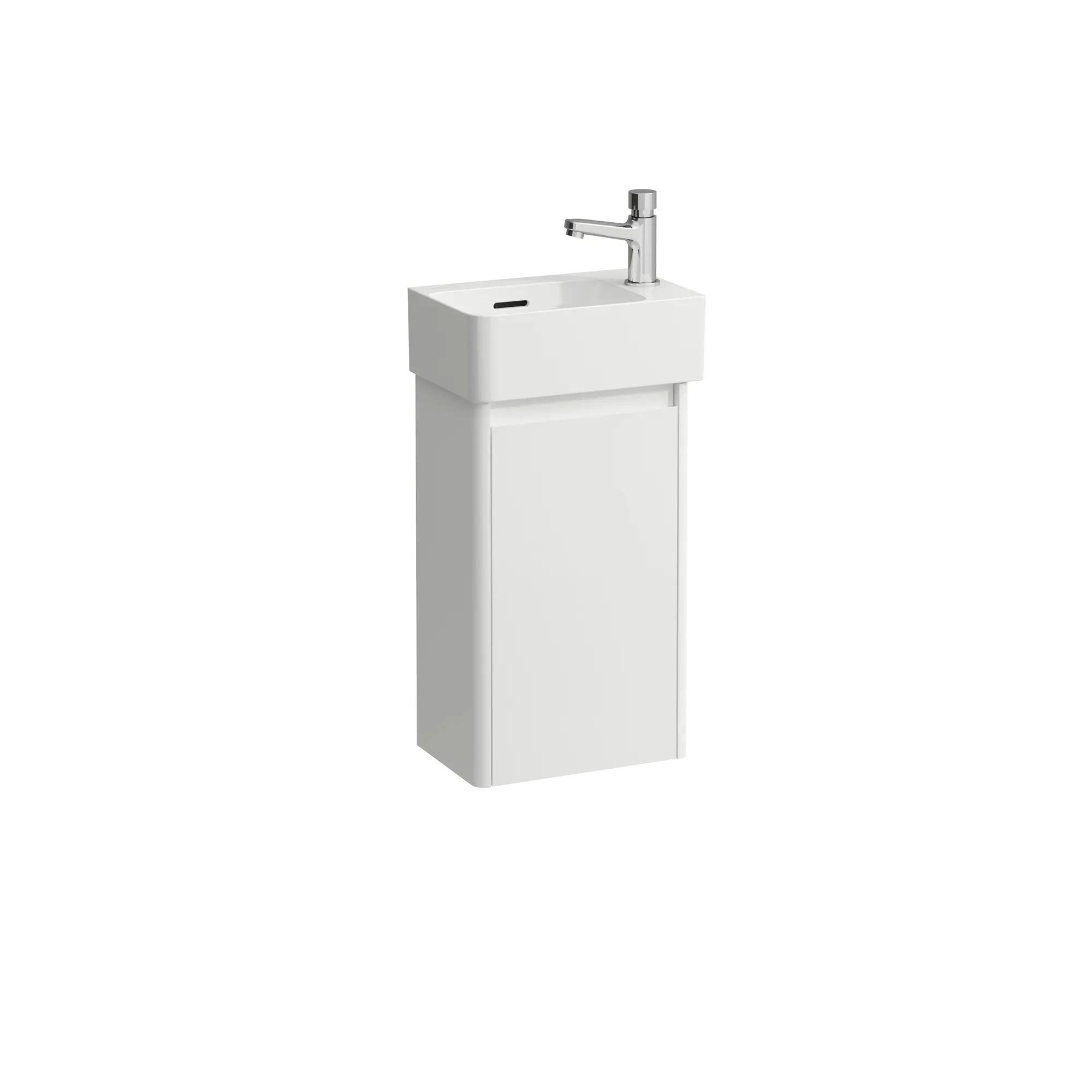 Waschtisch+Waschtischunterbau VAL SET BASE 2.0 220x340x635 1 Hahnloch ohne Überlauf 1 Tür Scharnier rechts mit Griffmulde weiß/we matt