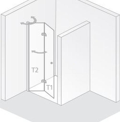 HSK teilgerahmte Drehfalttür pendelbar „Exklusiv 2.0“ Glas Mattglas, Profile Alu Silber-matt, Scharniere Premium Classic, B: 970 mm H: 2000 mm HSK teilgerahmte Drehfalttür pendelbar „Exklusiv 2.0“ Glas Mattglas, Profile Alu Silber-matt, Scharniere Premium Classic, B: 970 mm H: 2000 mm