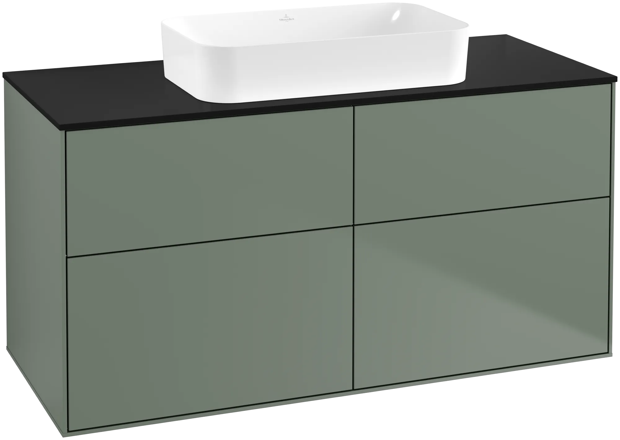 Villeroy & Boch Finion Waschbeckenunterschrank G67 1200x603x501mm Olive Matt Lacquer / Glass Black Matt