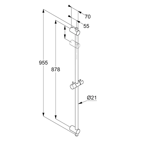 A-QA Ganzmetall-Wandstange 955 mm chrom