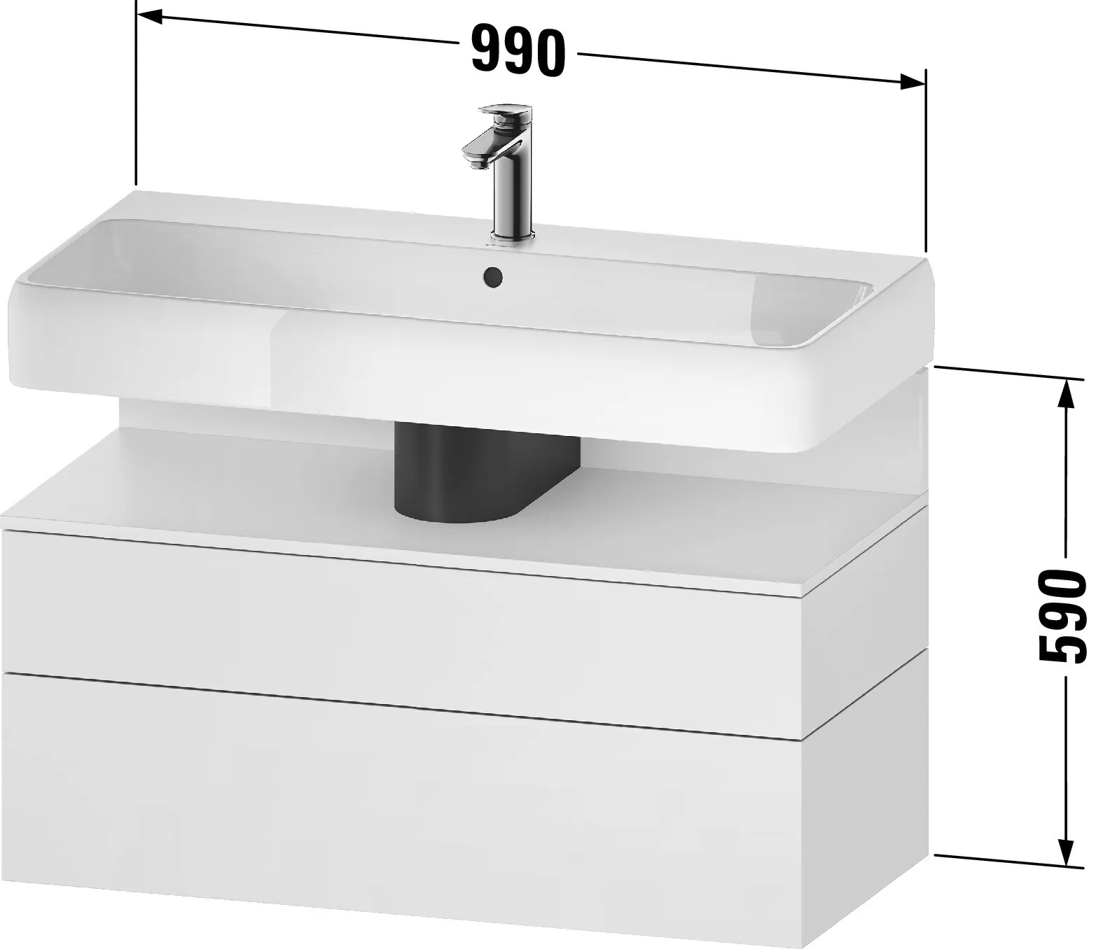 Duravit Waschtischunterschrank wandhängend „Qatego“ 99 × 59 × 47 cm in, mit Beleuchtung