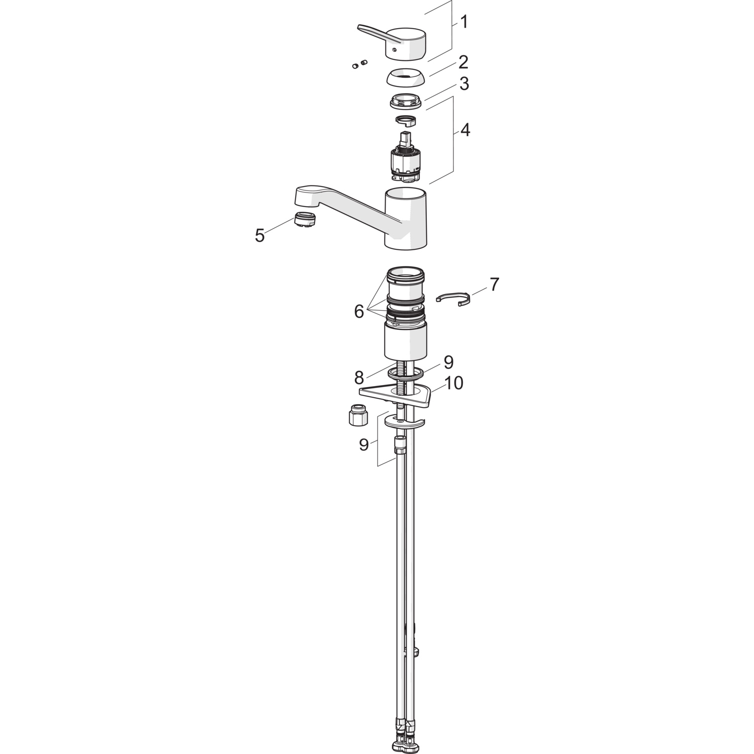 HA Einhebelmischer Küchenarmatur, Niederdruck HANSAPRIMO 4949 Kupferrohr Ausladung 210 mm DN15 Chrom