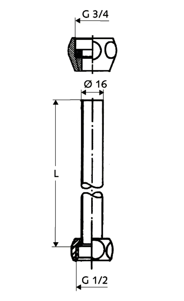 Anschluss-Verrohrungsset Duschpaneel, G 3/4 IG, G 1/2 IG, 500 mm, chrom Anschluss-Verrohrungsset Duschpaneel, G 3/4 IG, G 1/2 IG, 500 mm, chrom