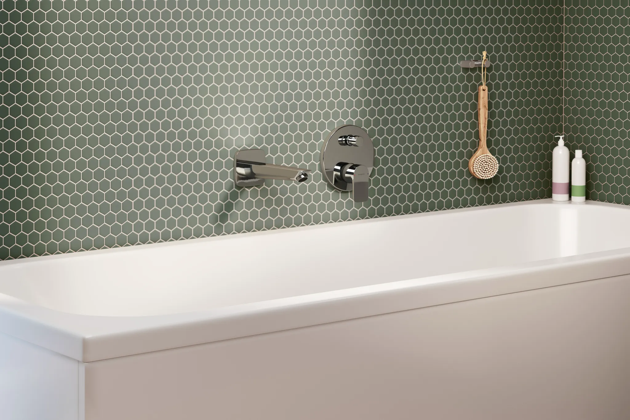 Hansgrohe Logis Wanneneinlauf Chrom, DN15, Ausladung 195 mm, Wandmontage, max. Durchfluss 21 l/min